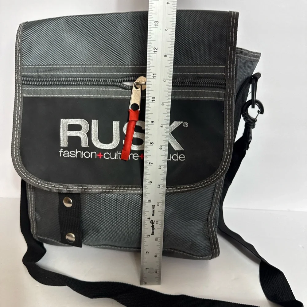 RUSK Haircare Messenger Bag – “Fashion + Culture + Attitude” Gray Crossbody Tote